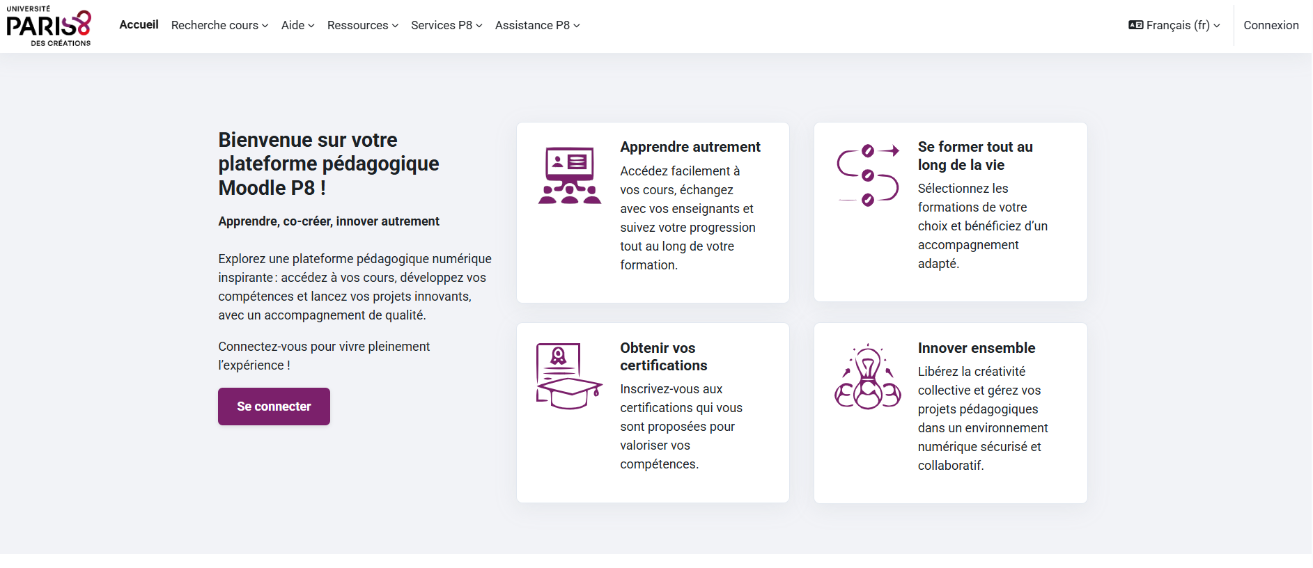 Interface Moodle débutant