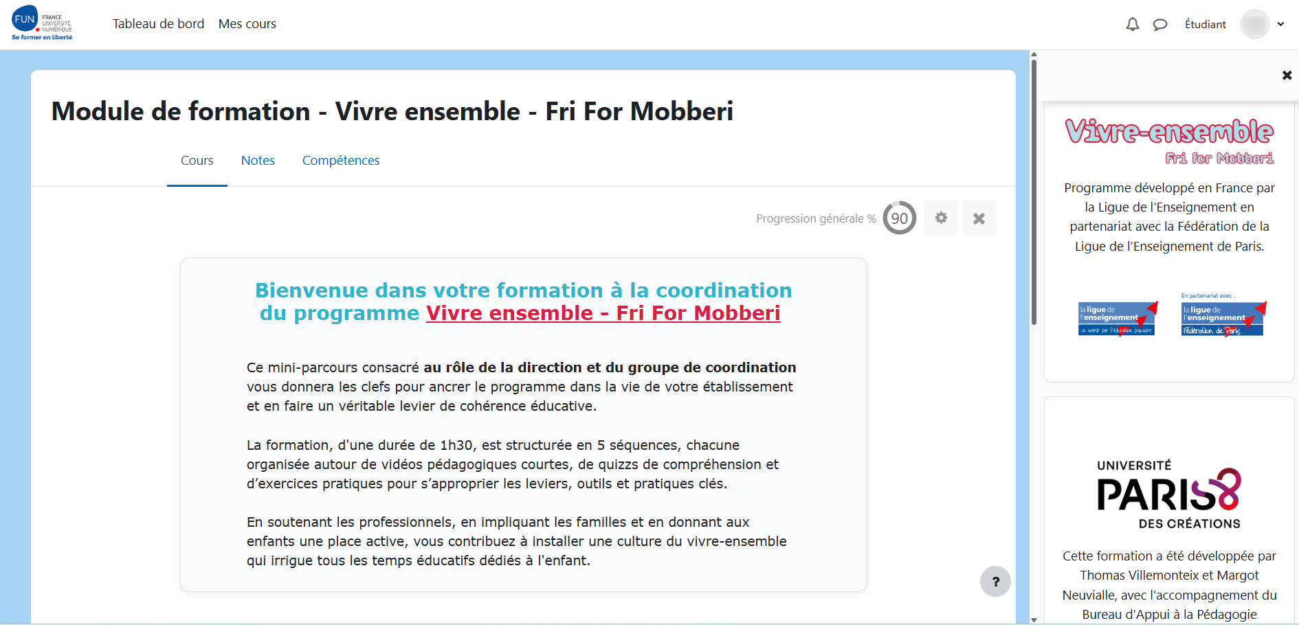 Page d'accueil du module sur le plateforme FUN